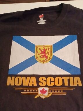 Hanes Black Nova Scotia Flag Graphic Tee with Yellow Text